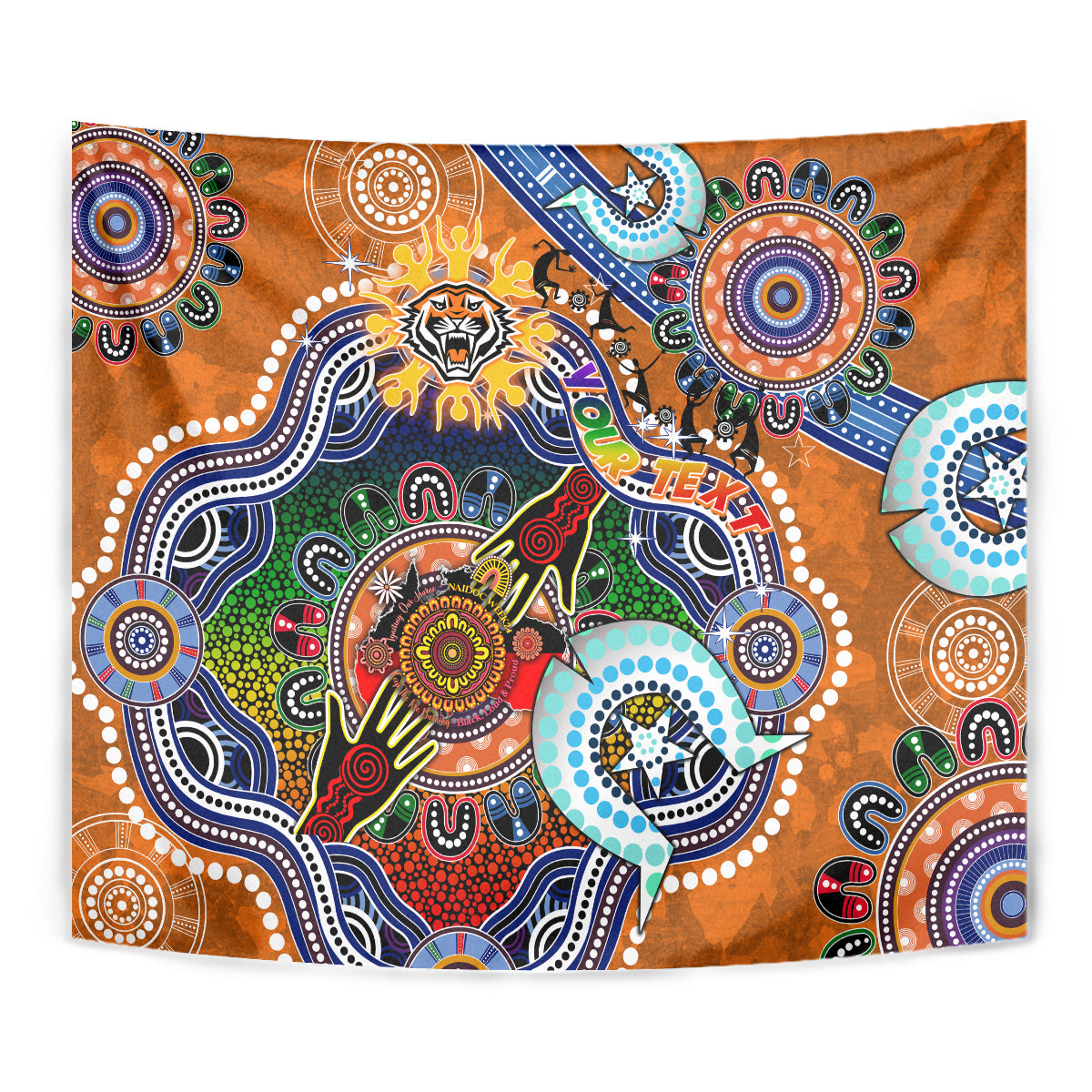 Personalised Tigers NAIDOC Week 2024 Tapestry Australia Aboriginal Dot Painting - Vibe Hoodie Shop