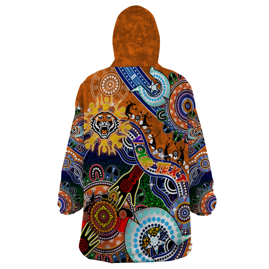 Personalised Tigers NAIDOC Week 2024 Wearable Blanket Hoodie Australia Aboriginal Dot Painting - Vibe Hoodie Shop