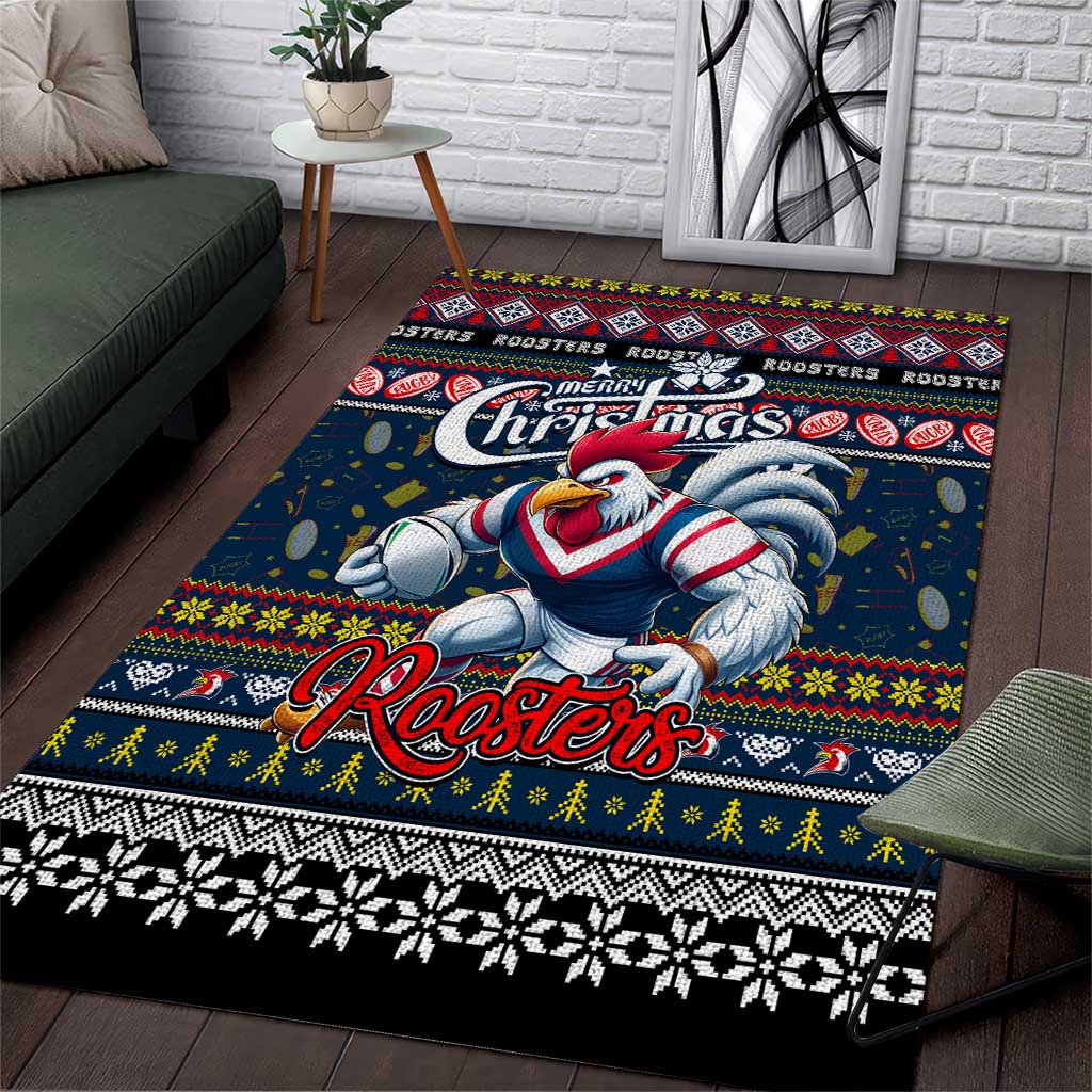 Roosters Rugby Xmas Area Rug Australia NRL Mascot - Vibe Hoodie Shop