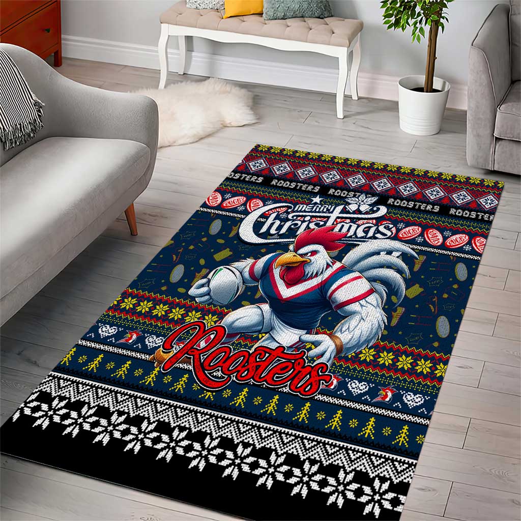 Roosters Rugby Xmas Area Rug Australia NRL Mascot - Vibe Hoodie Shop