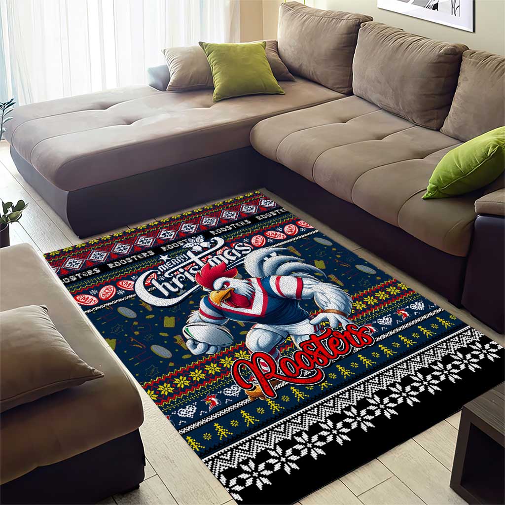 Roosters Rugby Xmas Area Rug Australia NRL Mascot - Vibe Hoodie Shop