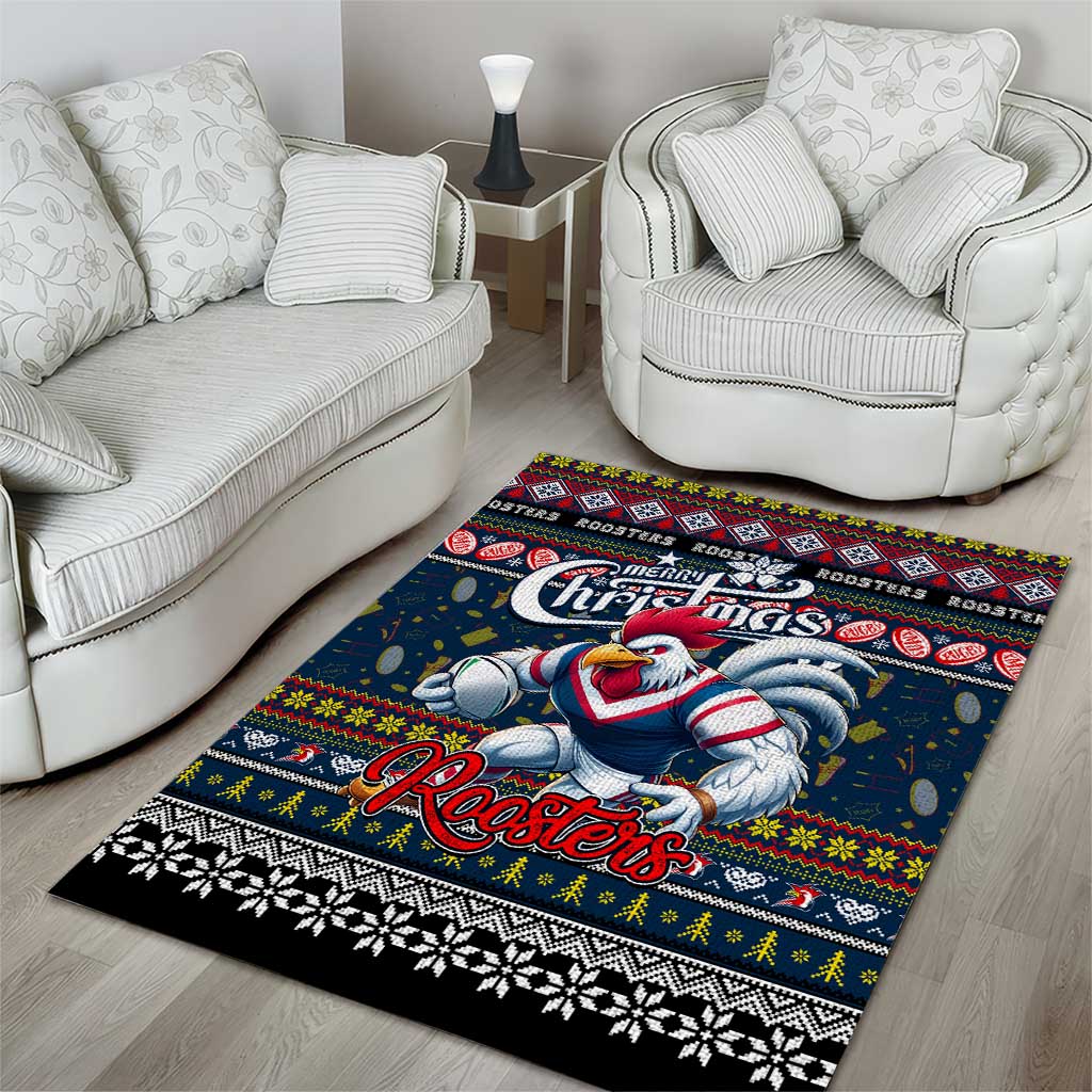 Roosters Rugby Xmas Area Rug Australia NRL Mascot - Vibe Hoodie Shop