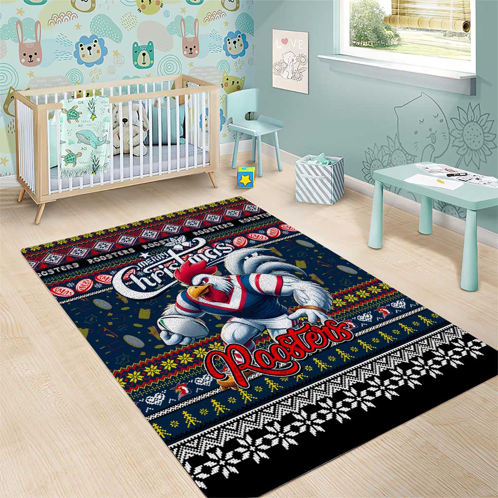 Roosters Rugby Xmas Area Rug Australia NRL Mascot - Vibe Hoodie Shop