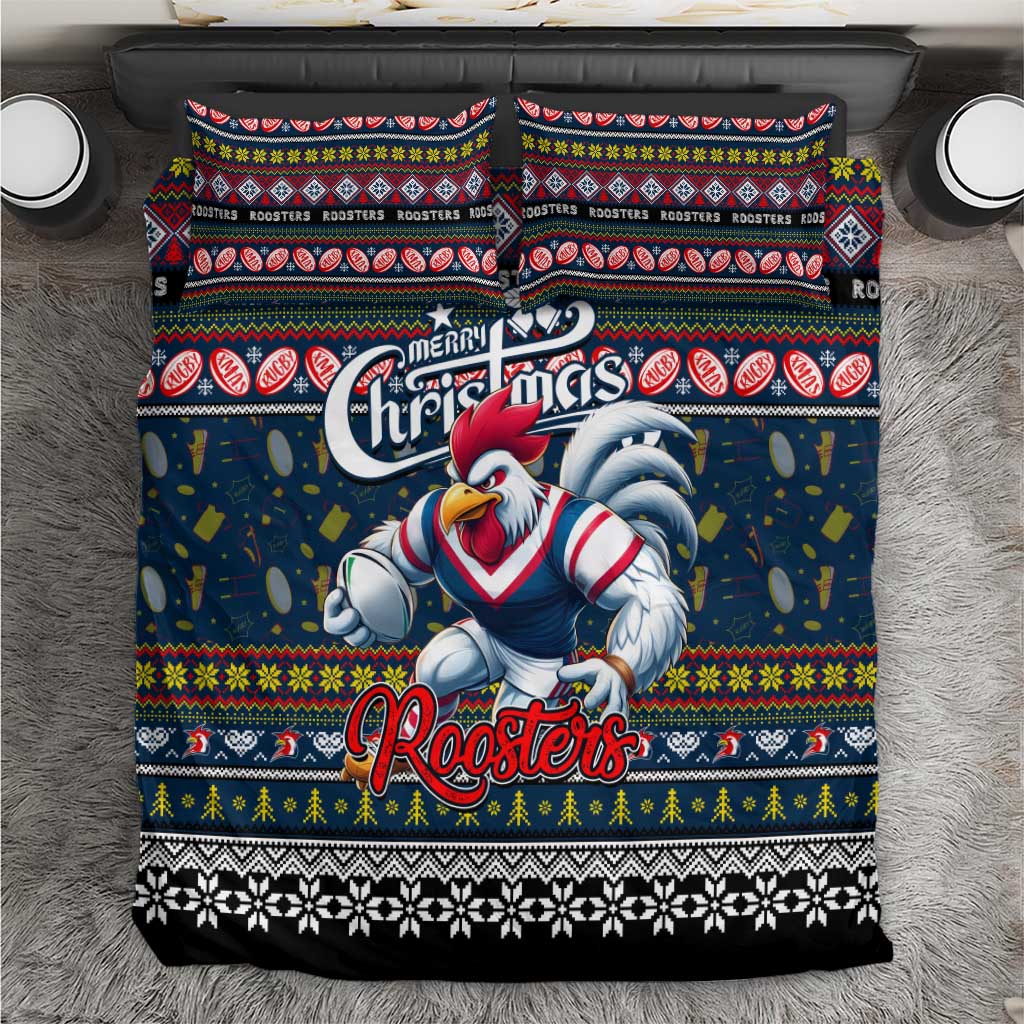 Roosters Rugby Xmas Bedding Set Australia NRL Mascot - Vibe Hoodie Shop
