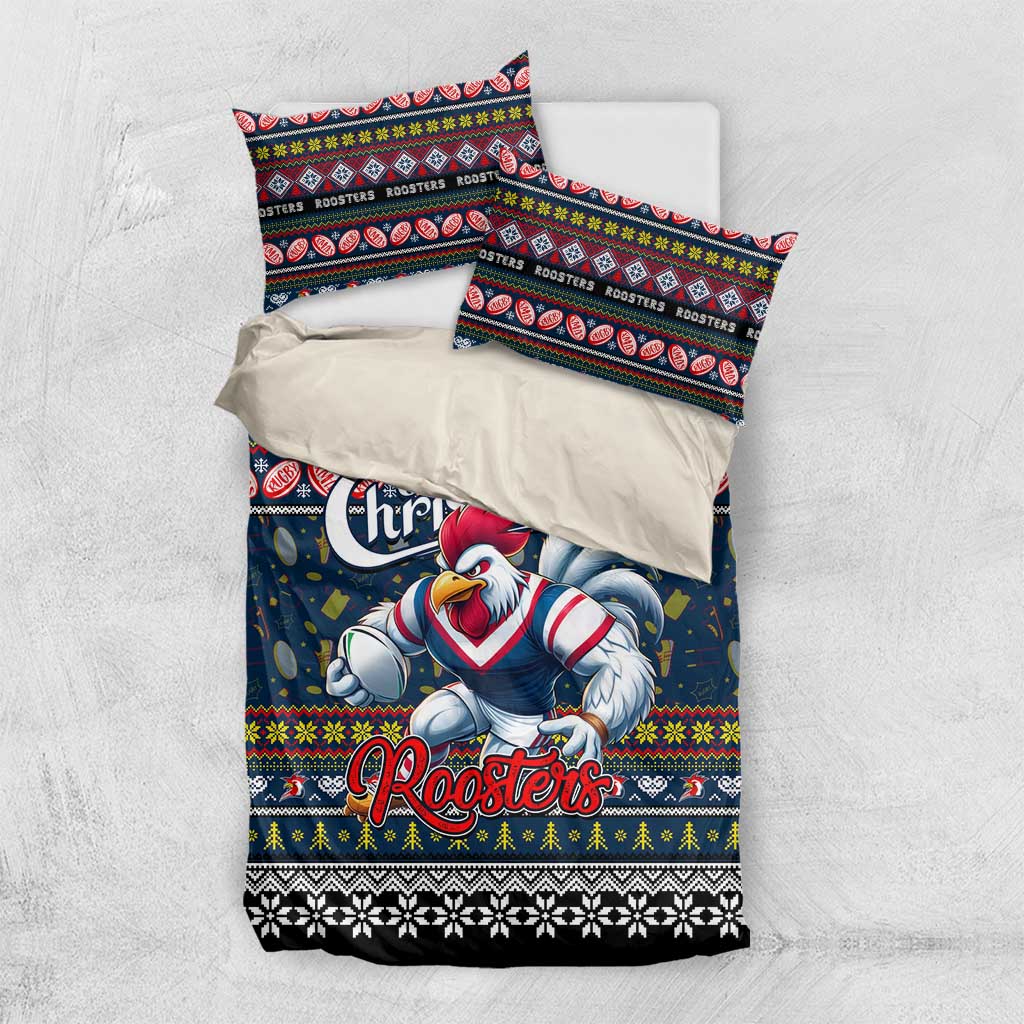 Roosters Rugby Xmas Bedding Set Australia NRL Mascot - Vibe Hoodie Shop