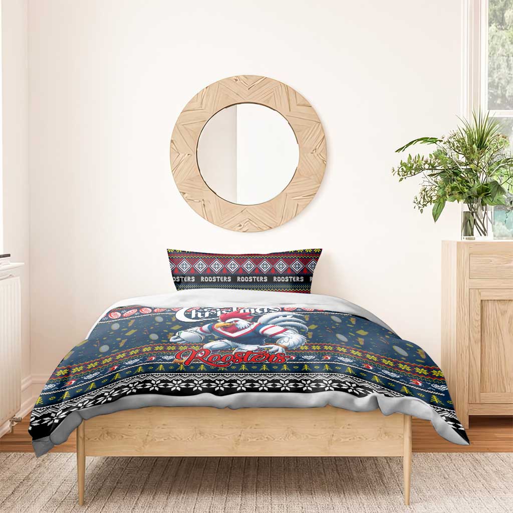 Roosters Rugby Xmas Bedding Set Australia NRL Mascot - Vibe Hoodie Shop