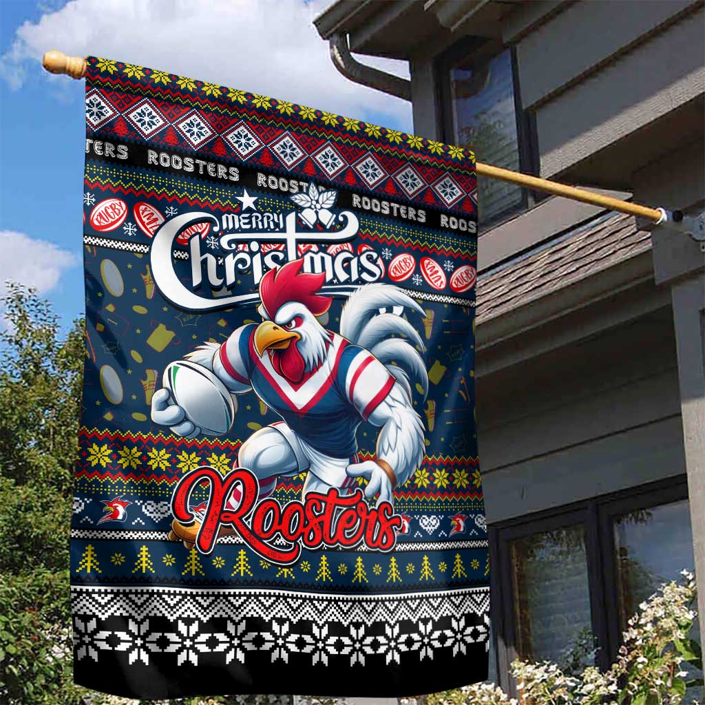 Roosters Rugby Xmas Garden Flag Australia NRL Mascot - Vibe Hoodie Shop