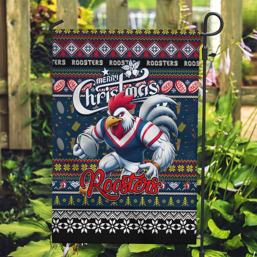 Roosters Rugby Xmas Garden Flag Australia NRL Mascot - Vibe Hoodie Shop