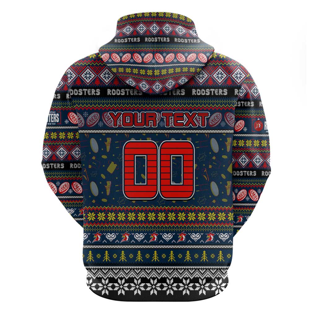 Personalized Roosters Rugby Xmas Hoodie Australia NRL Mascot - Vibe Hoodie Shop