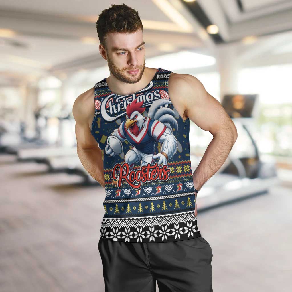 Personalized Roosters Rugby Xmas Men Tank Top Australia NRL Mascot - Vibe Hoodie Shop