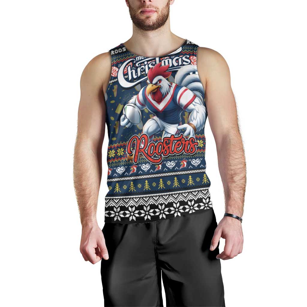 Personalized Roosters Rugby Xmas Men Tank Top Australia NRL Mascot - Vibe Hoodie Shop
