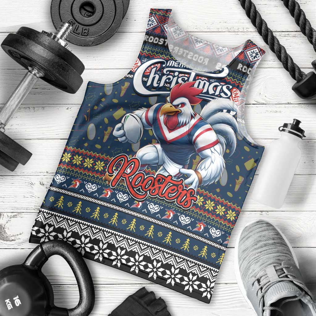 Personalized Roosters Rugby Xmas Men Tank Top Australia NRL Mascot - Vibe Hoodie Shop