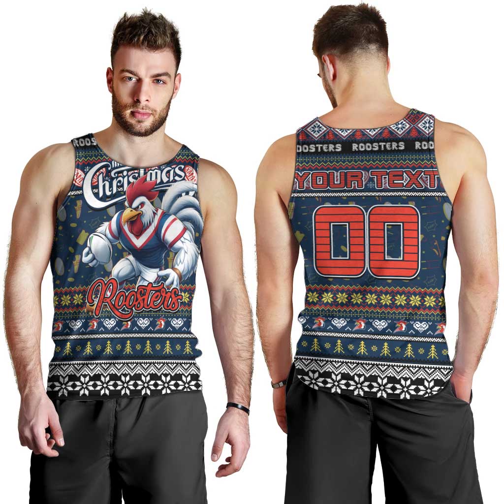 Personalized Roosters Rugby Xmas Men Tank Top Australia NRL Mascot - Vibe Hoodie Shop