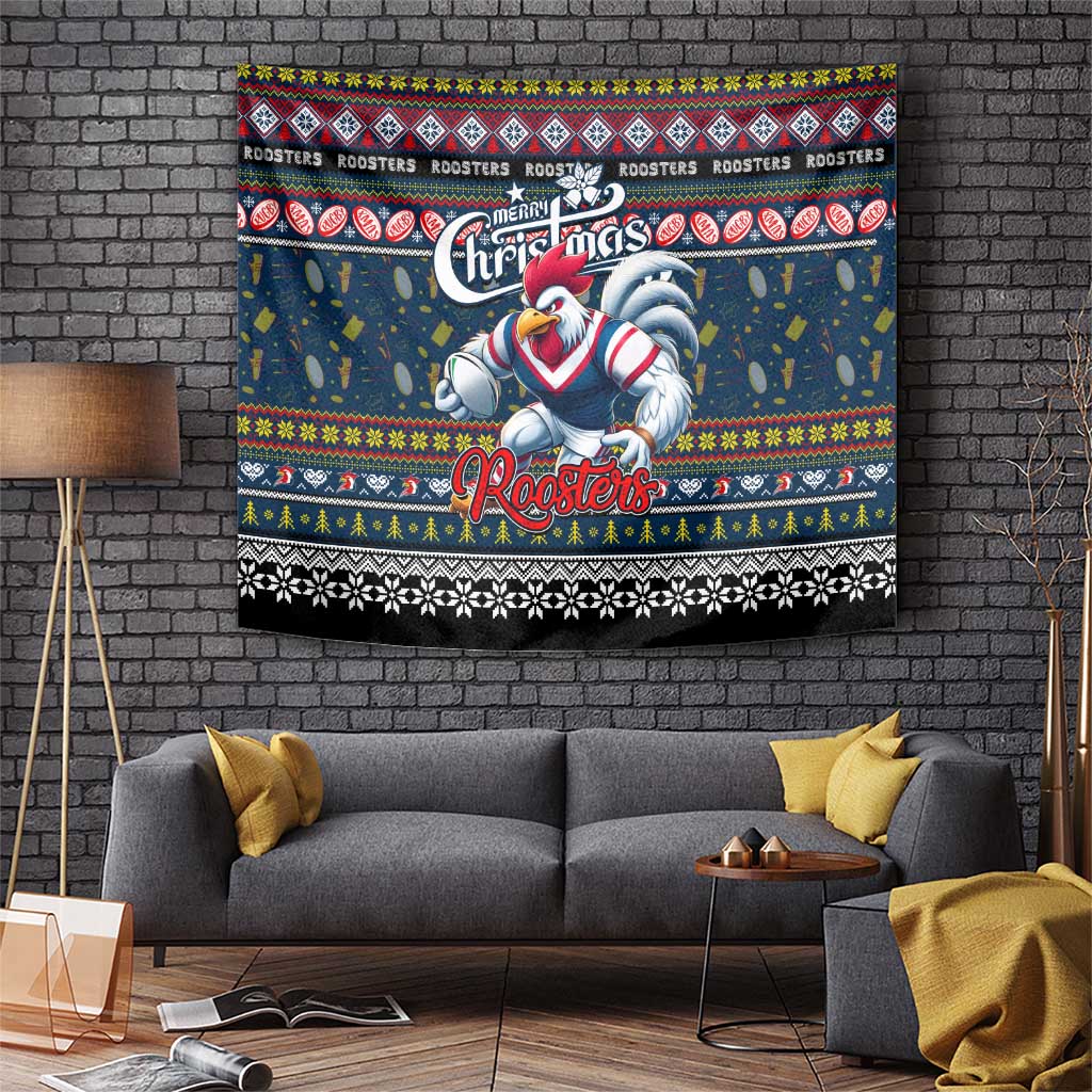 Roosters Rugby Xmas Tapestry Australia NRL Mascot - Vibe Hoodie Shop