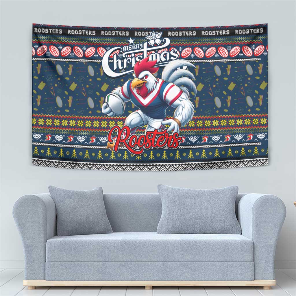 Roosters Rugby Xmas Tapestry Australia NRL Mascot - Vibe Hoodie Shop