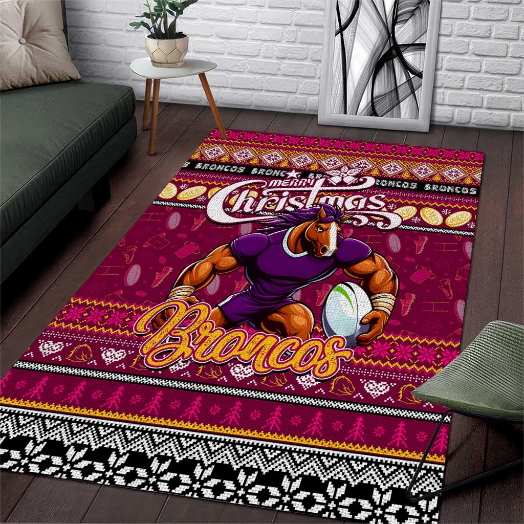 Broncos Rugby Xmas Area Rug Australia NRL Mascot - Vibe Hoodie Shop