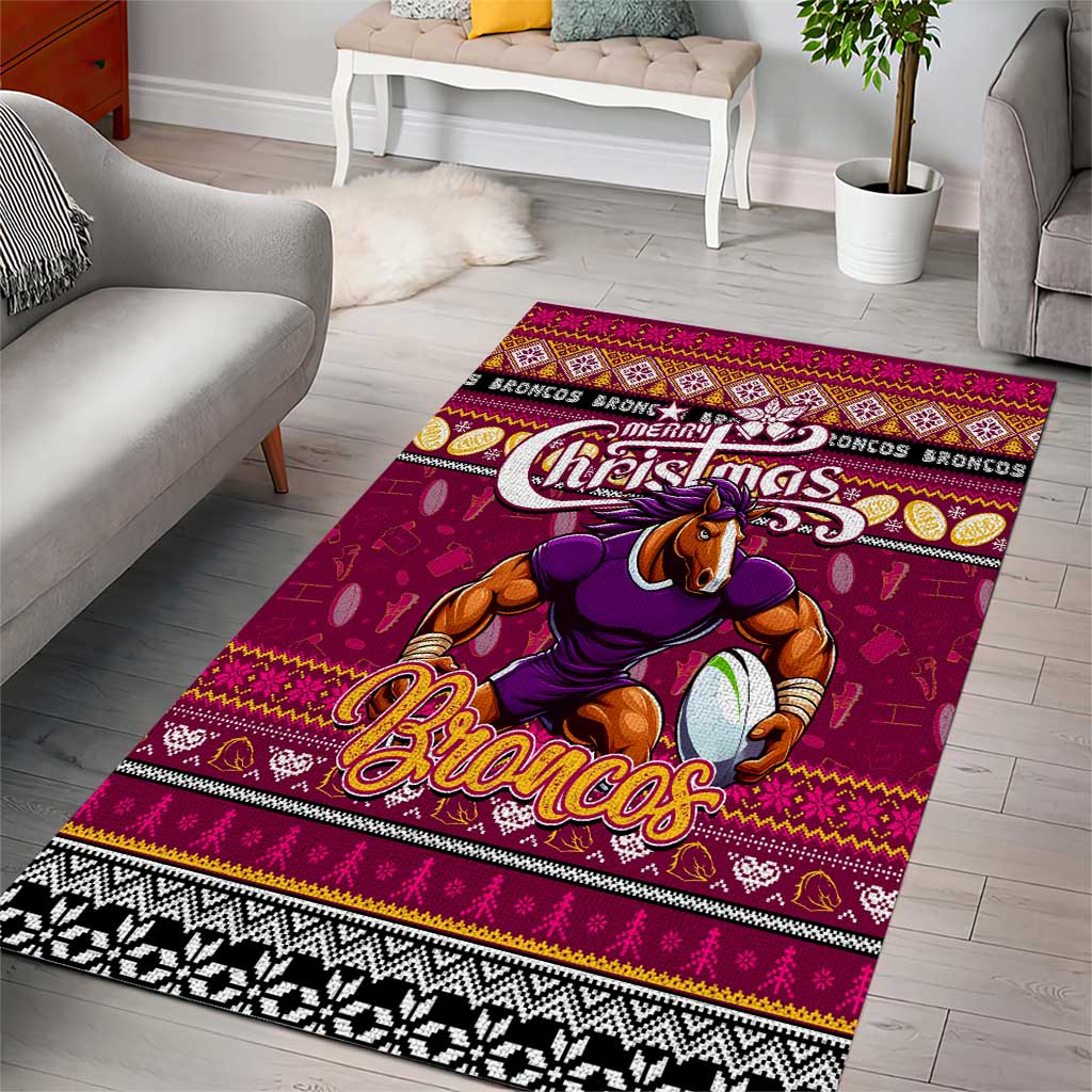 Broncos Rugby Xmas Area Rug Australia NRL Mascot - Vibe Hoodie Shop