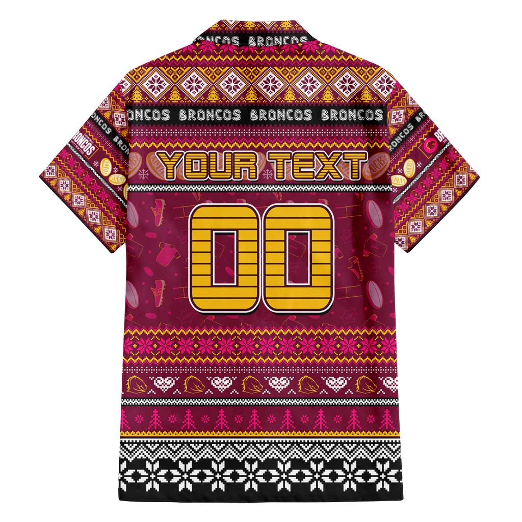 Personalized Broncos Rugby Xmas Family Matching Long Sleeve Bodycon Dress and Hawaiian Shirt Australia NRL Mascot