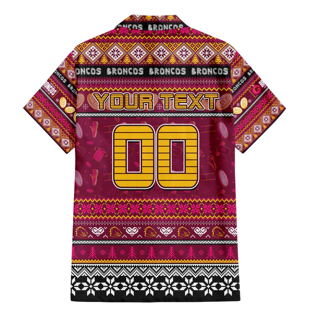 Personalized Broncos Rugby Xmas Family Matching Mermaid Dress and Hawaiian Shirt Australia NRL Mascot