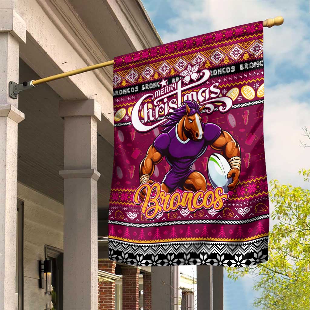 Broncos Rugby Xmas Garden Flag Australia NRL Mascot - Vibe Hoodie Shop
