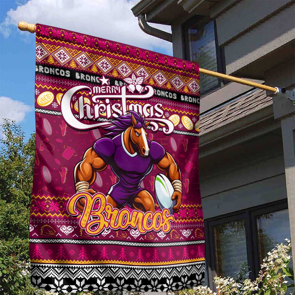 Broncos Rugby Xmas Garden Flag Australia NRL Mascot - Vibe Hoodie Shop