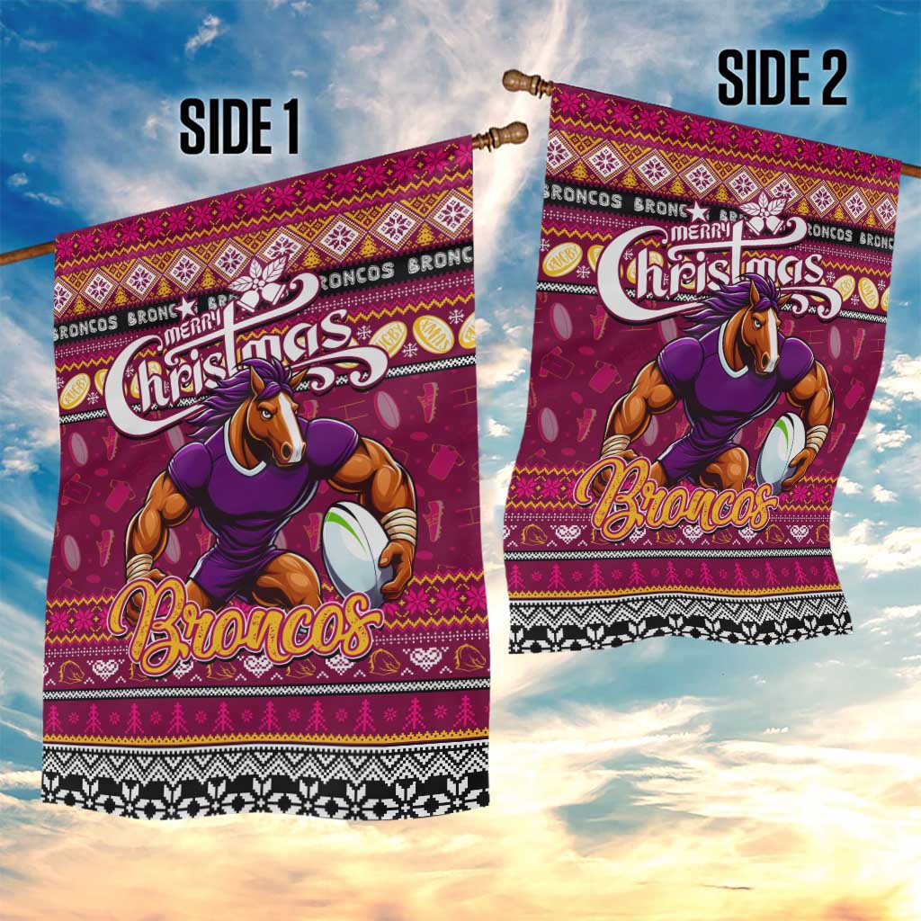 Broncos Rugby Xmas Garden Flag Australia NRL Mascot - Vibe Hoodie Shop