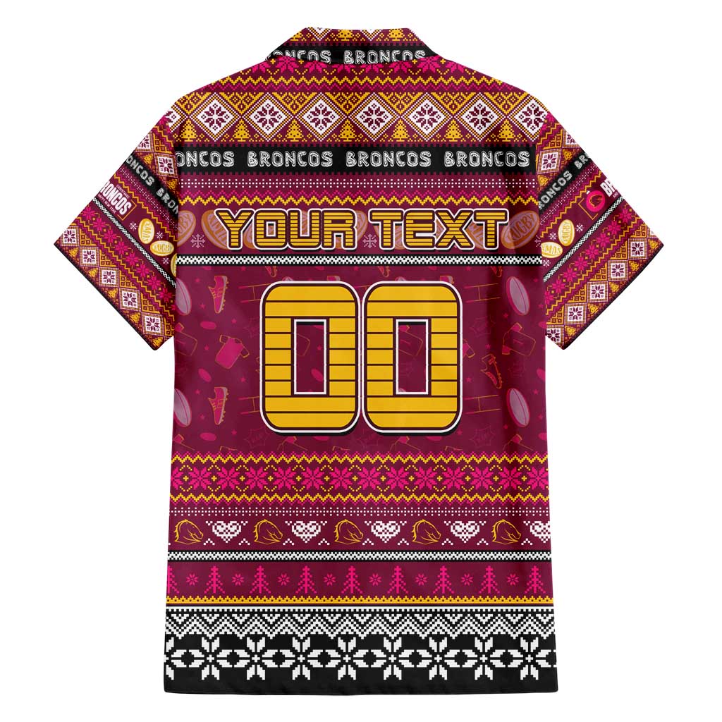 Personalized Broncos Rugby Xmas Hawaiian Shirt Australia NRL Mascot - Vibe Hoodie Shop