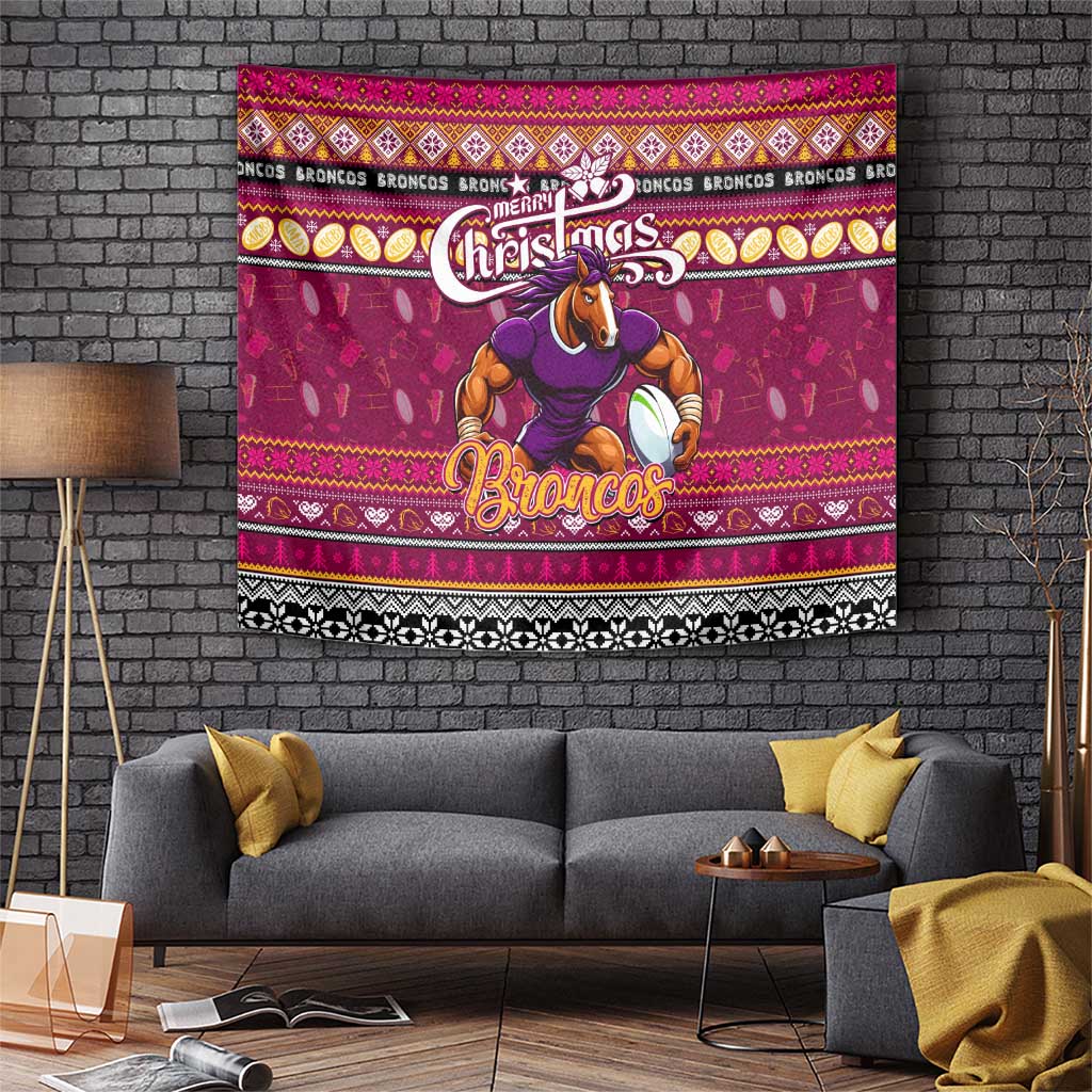 Broncos Rugby Xmas Tapestry Australia NRL Mascot - Vibe Hoodie Shop