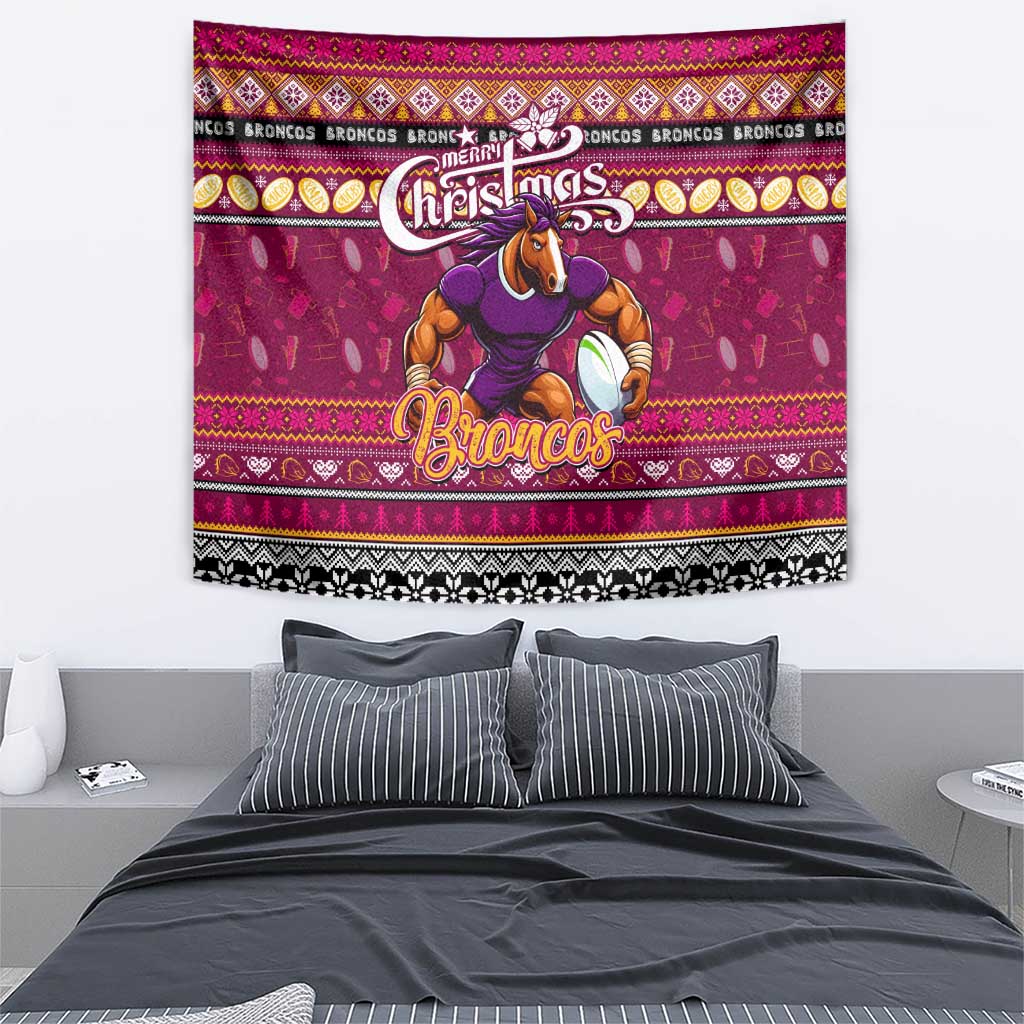 Broncos Rugby Xmas Tapestry Australia NRL Mascot - Vibe Hoodie Shop