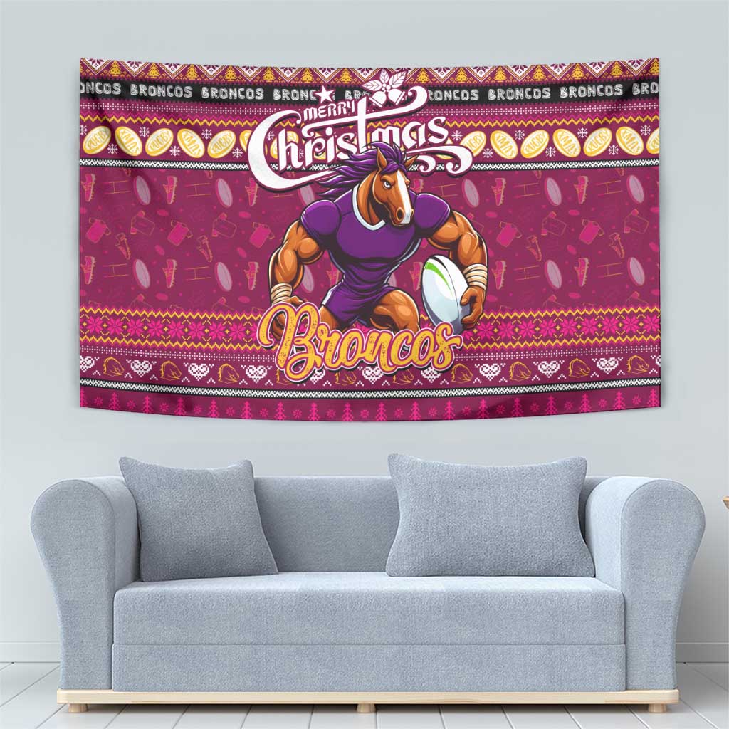 Broncos Rugby Xmas Tapestry Australia NRL Mascot - Vibe Hoodie Shop