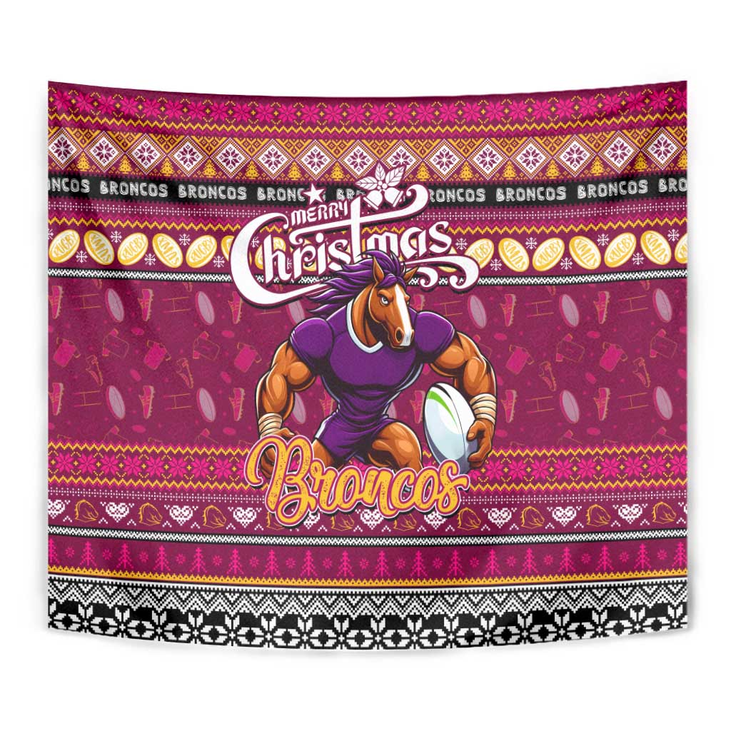 Broncos Rugby Xmas Tapestry Australia NRL Mascot - Vibe Hoodie Shop