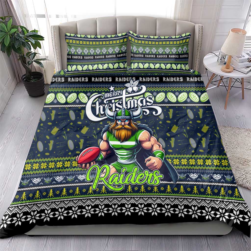 Raiders Rugby Xmas Bedding Set Australia NRL Mascot - Vibe Hoodie Shop