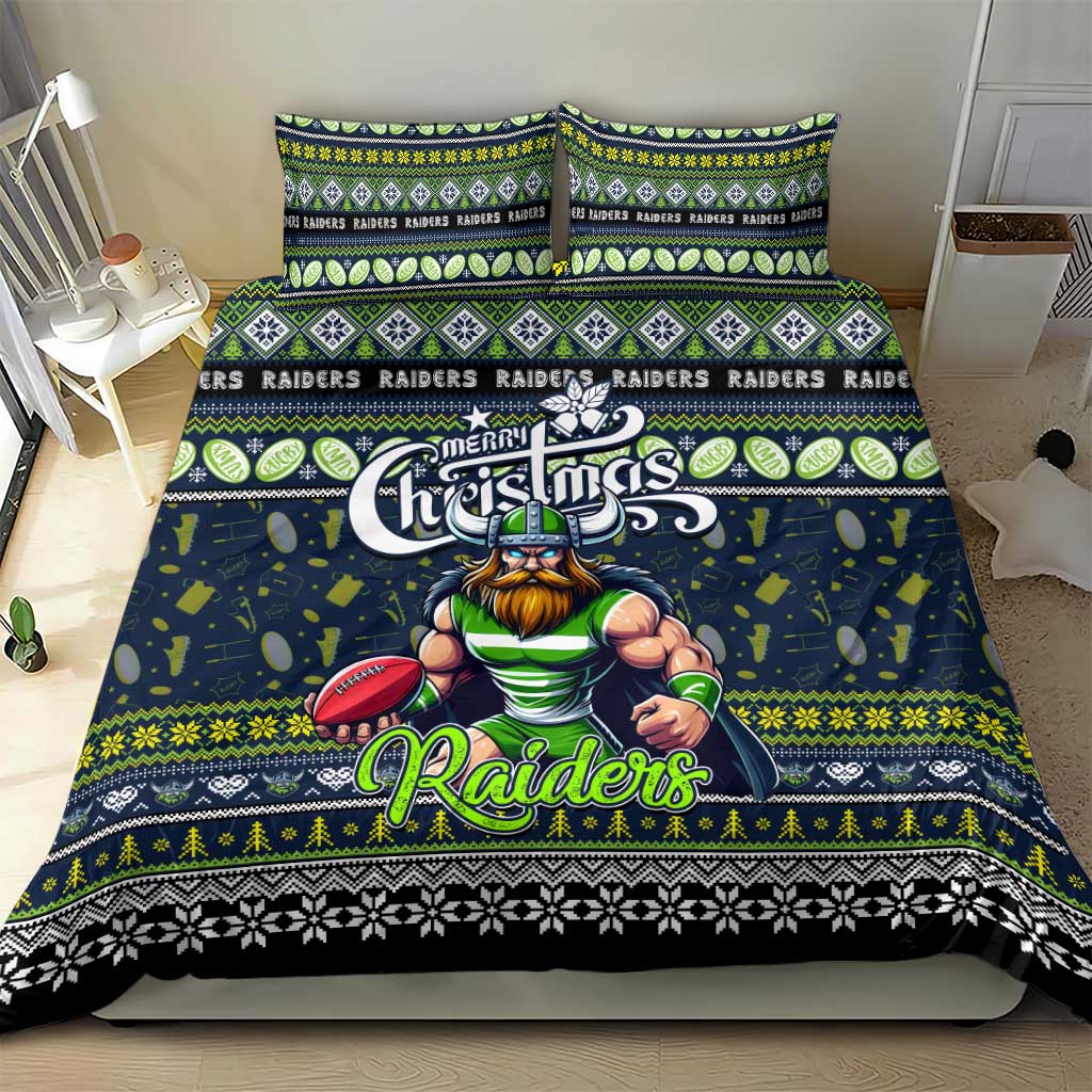Raiders Rugby Xmas Bedding Set Australia NRL Mascot - Vibe Hoodie Shop