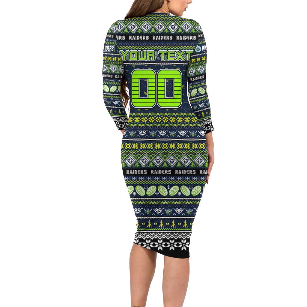 Personalized Raiders Rugby Xmas Family Matching Long Sleeve Bodycon Dress and Hawaiian Shirt Australia NRL Mascot