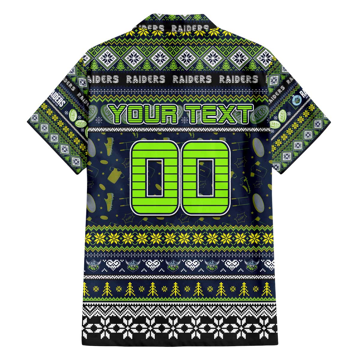 Personalized Raiders Rugby Xmas Family Matching Off The Shoulder Long Sleeve Dress and Hawaiian Shirt Australia NRL Mascot