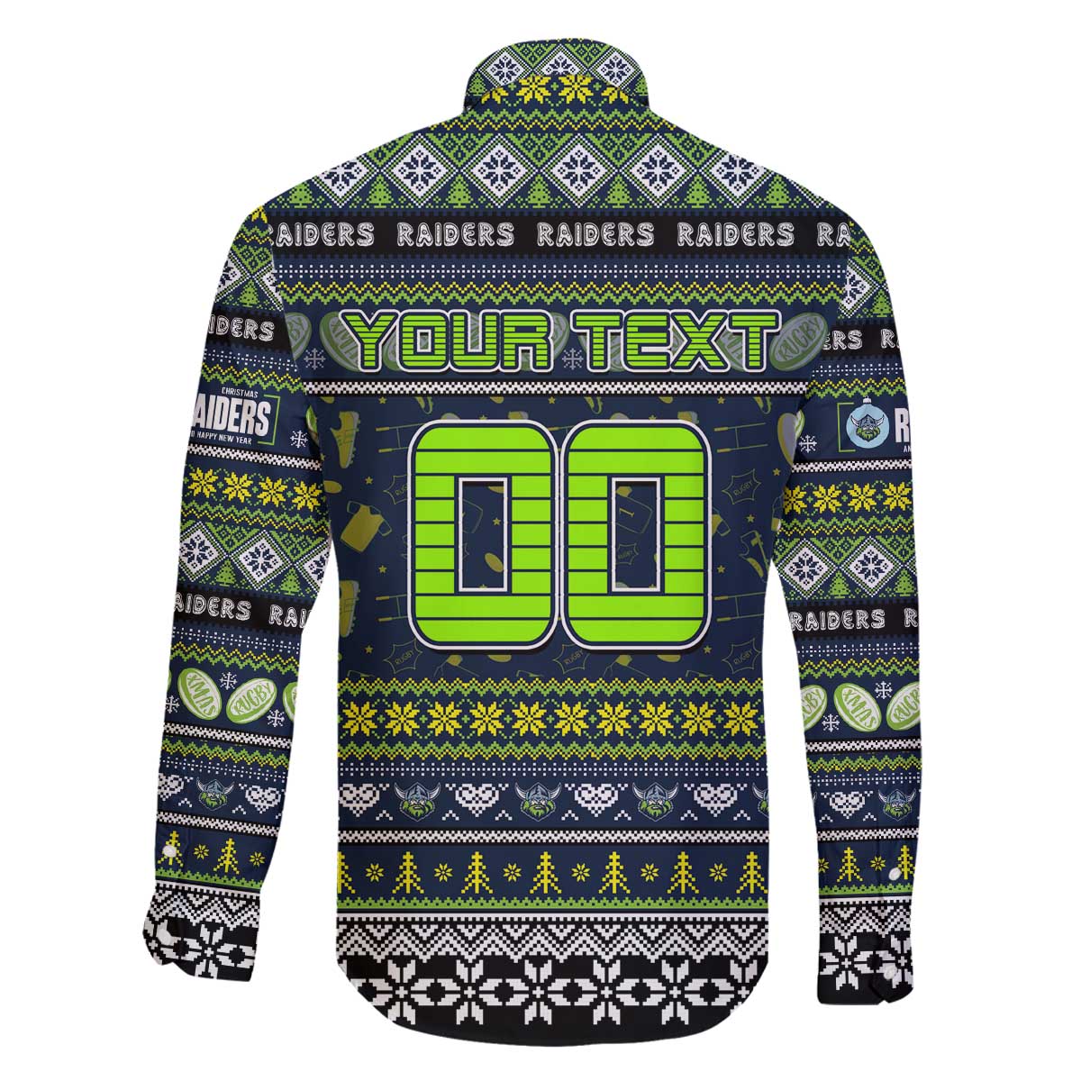 Personalized Raiders Rugby Xmas Family Matching Off The Shoulder Long Sleeve Dress and Hawaiian Shirt Australia NRL Mascot