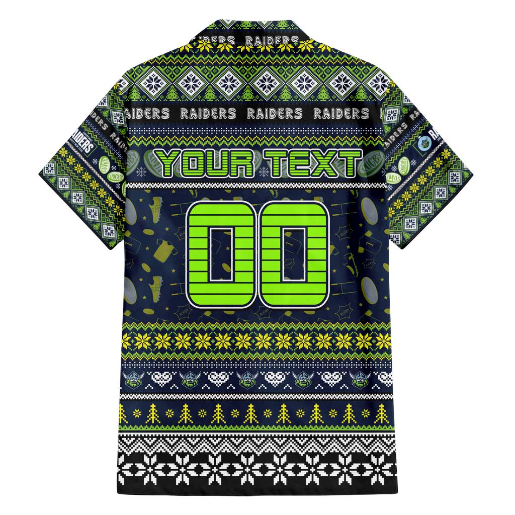 Personalized Raiders Rugby Xmas Family Matching Short Sleeve Bodycon Dress and Hawaiian Shirt Australia NRL Mascot