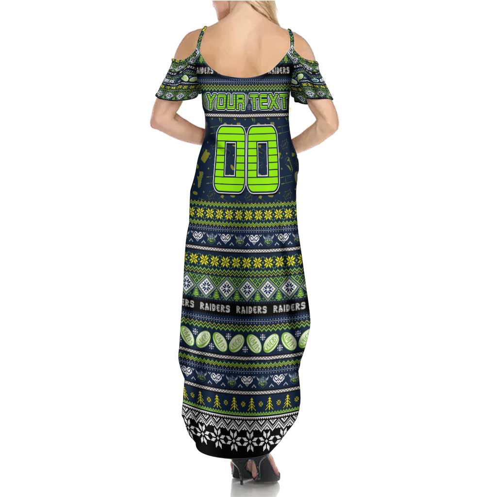 Personalized Raiders Rugby Xmas Family Matching Summer Maxi Dress and Hawaiian Shirt Australia NRL Mascot