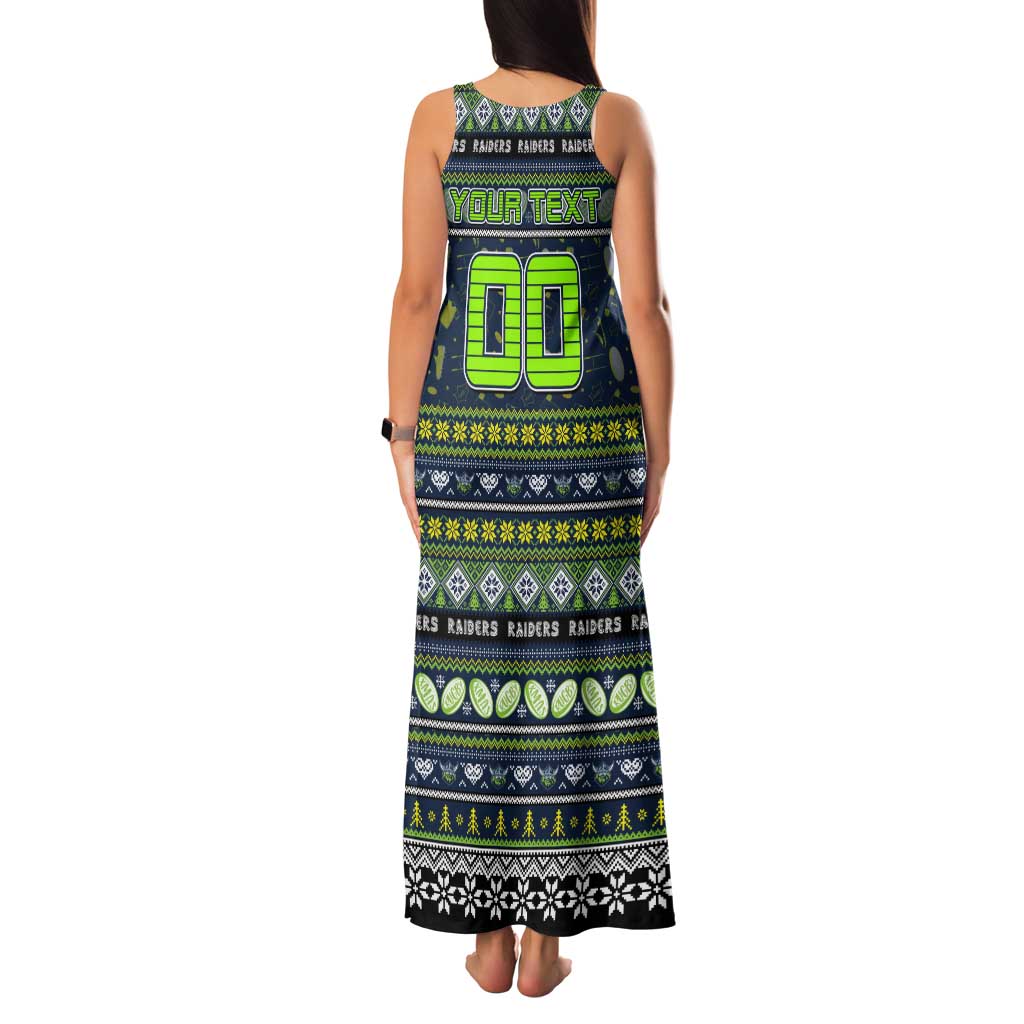Personalized Raiders Rugby Xmas Family Matching Tank Maxi Dress and Hawaiian Shirt Australia NRL Mascot