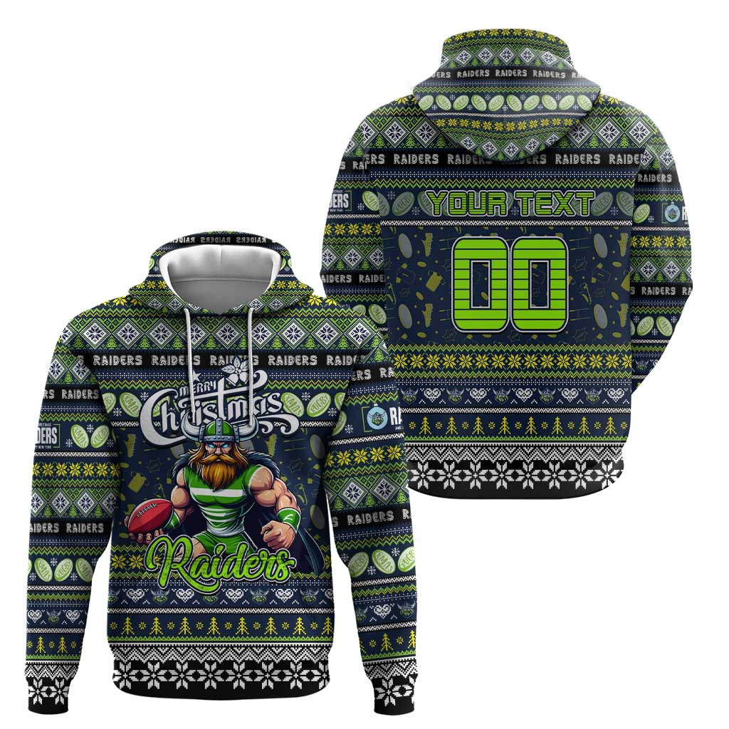 Personalized Raiders Rugby Xmas Hoodie Australia NRL Mascot - Vibe Hoodie Shop