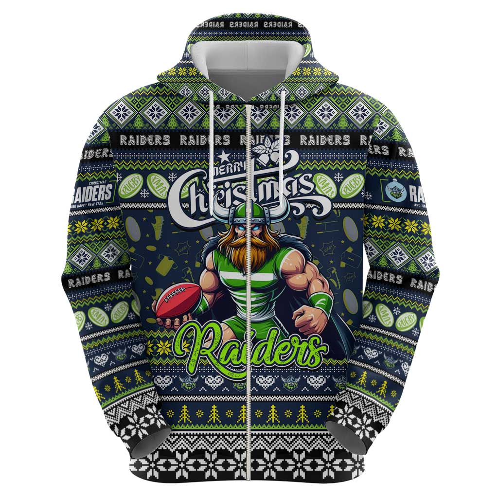 Personalized Raiders Rugby Xmas Hoodie Australia NRL Mascot - Vibe Hoodie Shop