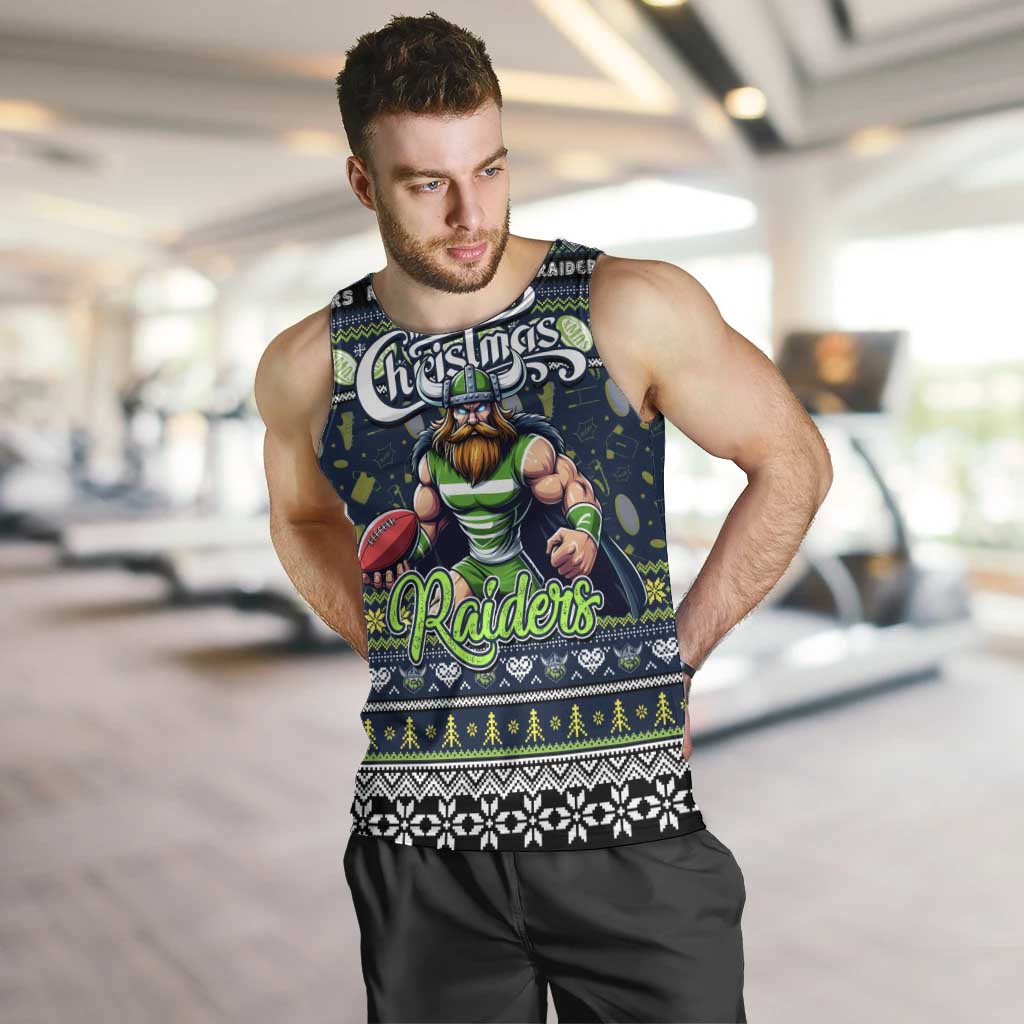 Personalized Raiders Rugby Xmas Men Tank Top Australia NRL Mascot - Vibe Hoodie Shop