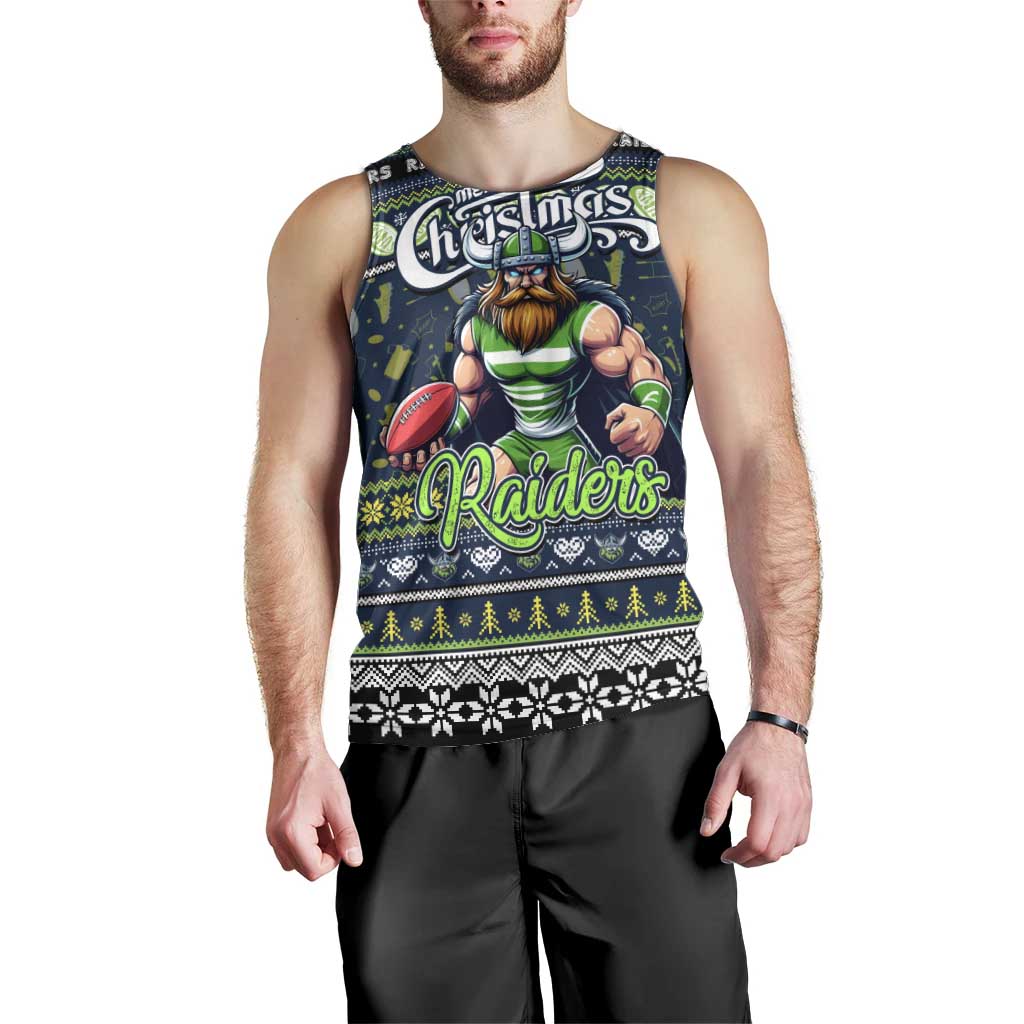 Personalized Raiders Rugby Xmas Men Tank Top Australia NRL Mascot - Vibe Hoodie Shop