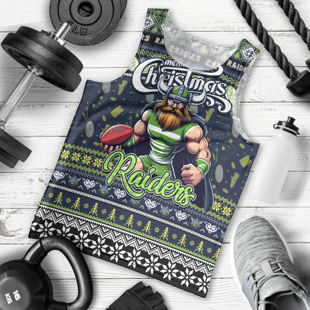 Personalized Raiders Rugby Xmas Men Tank Top Australia NRL Mascot - Vibe Hoodie Shop