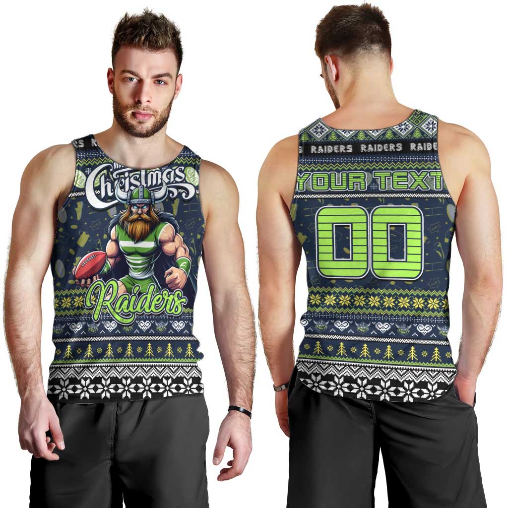 Personalized Raiders Rugby Xmas Men Tank Top Australia NRL Mascot - Vibe Hoodie Shop
