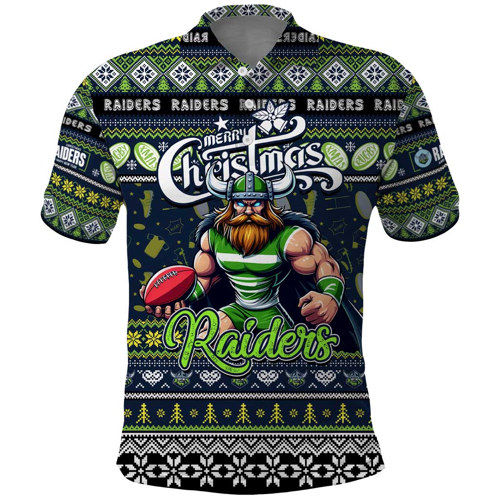 Personalized Raiders Rugby Xmas Polo Shirt Australia NRL Mascot - Vibe Hoodie Shop