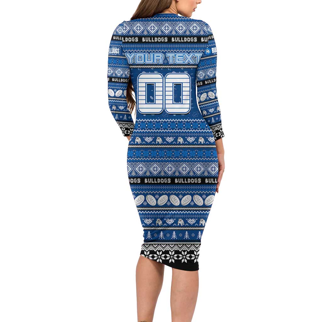 Personalized Bulldogs Rugby Xmas Family Matching Long Sleeve Bodycon Dress and Hawaiian Shirt Australia NRL Mascot