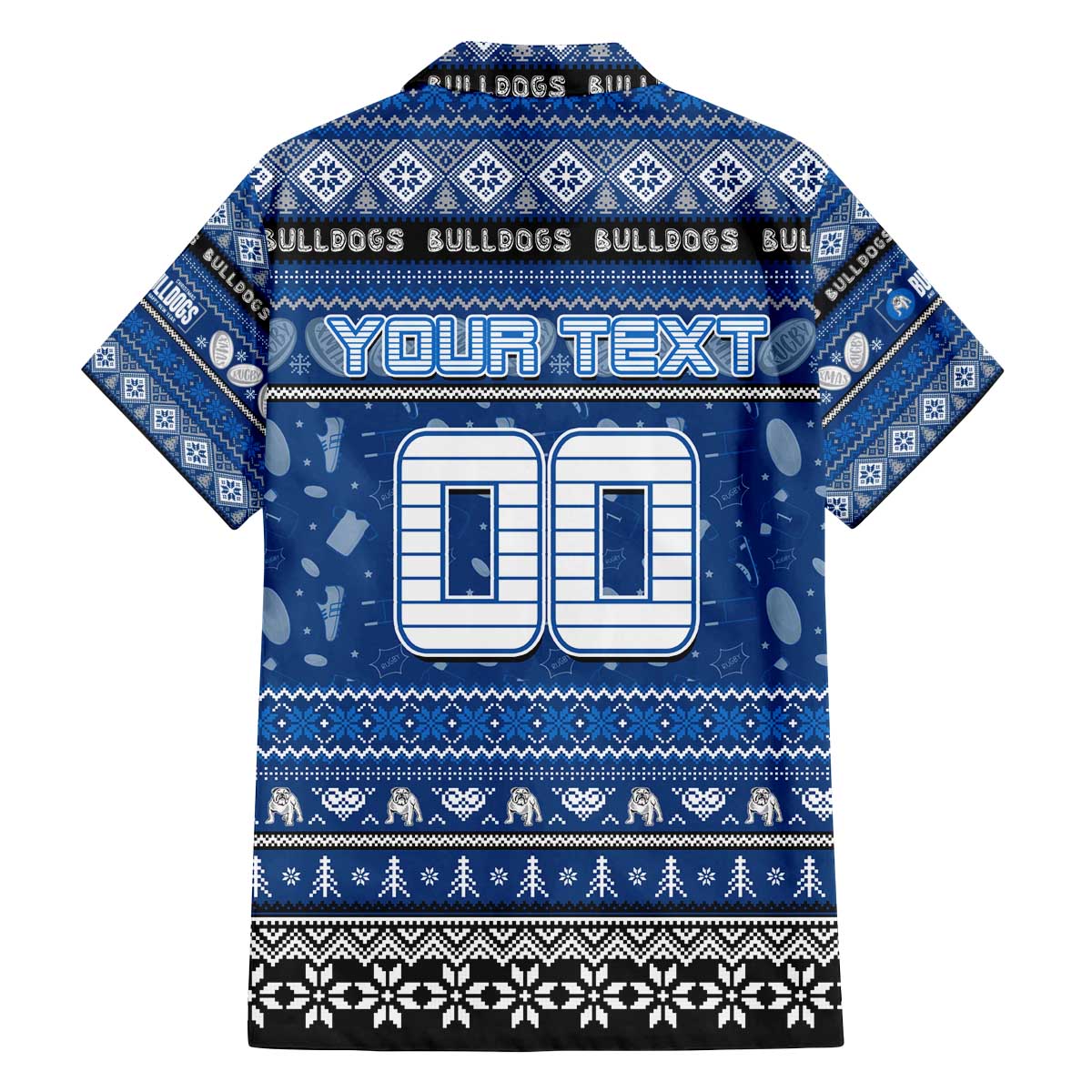 Personalized Bulldogs Rugby Xmas Family Matching Off The Shoulder Long Sleeve Dress and Hawaiian Shirt Australia NRL Mascot