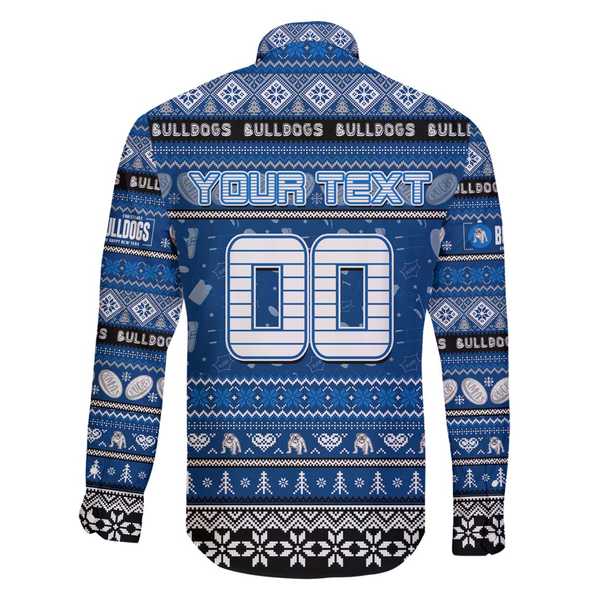 Personalized Bulldogs Rugby Xmas Family Matching Off The Shoulder Long Sleeve Dress and Hawaiian Shirt Australia NRL Mascot