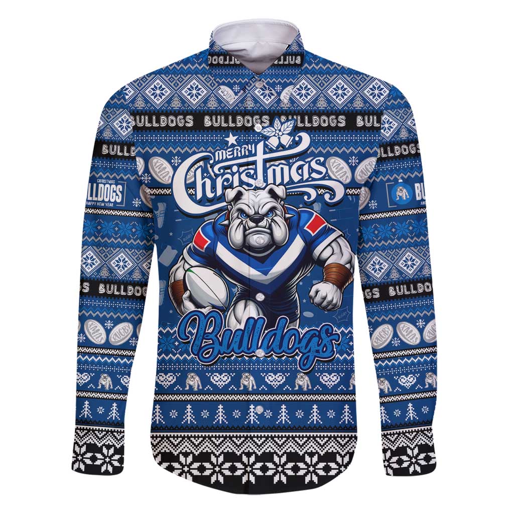 Personalized Bulldogs Rugby Xmas Family Matching Puletasi and Hawaiian Shirt Australia NRL Mascot